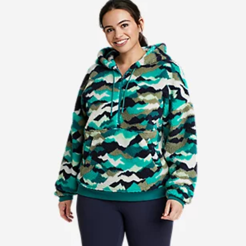 Eddie Bauer We Wonder Fleece Half Zip Hoodie Size Small